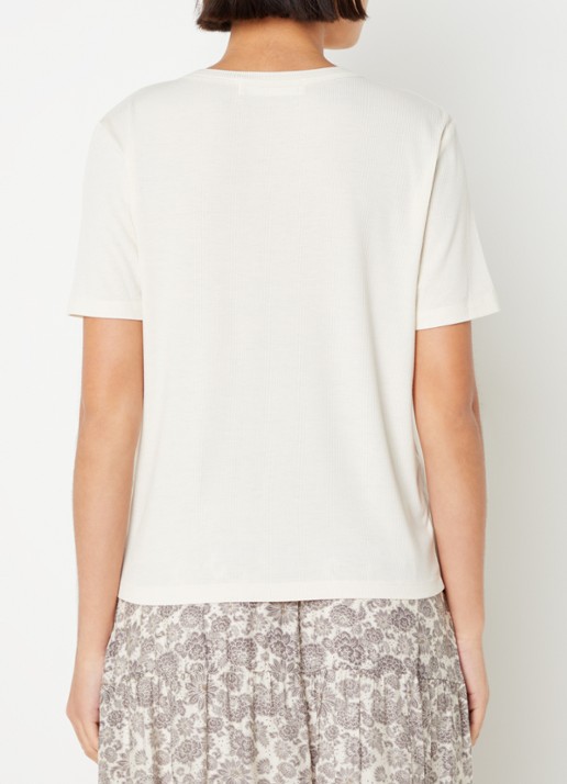 Sofie Schnoor T-shirt met ribstructuur  - achterkant 3 gebroken wit