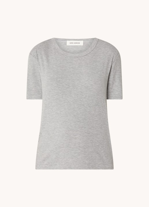 Sofie Schnoor T-shirt met ribstructuur  - voorkant 3 grijs