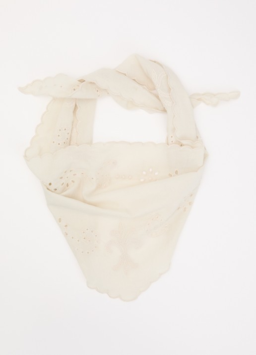Sofie Schnoor Tea sjaal met broderie 110 x 30 cm  - voorkant 3 creme
