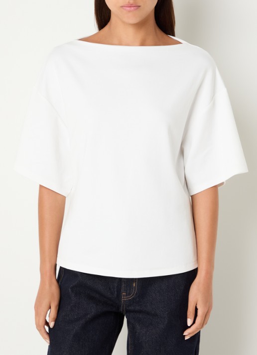 Sofie Schnoor Teasw T-shirt met boothals - detail wit