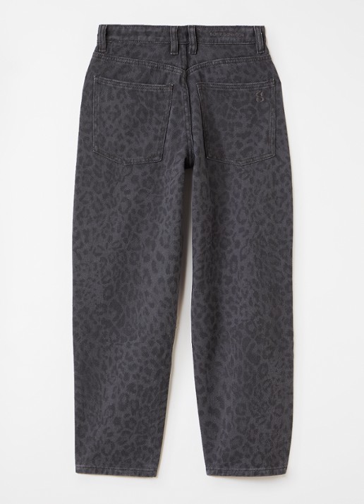 Sofie Schnoor Tokyosy loose fit jeans met panterprint - voorkant 3 antraciet