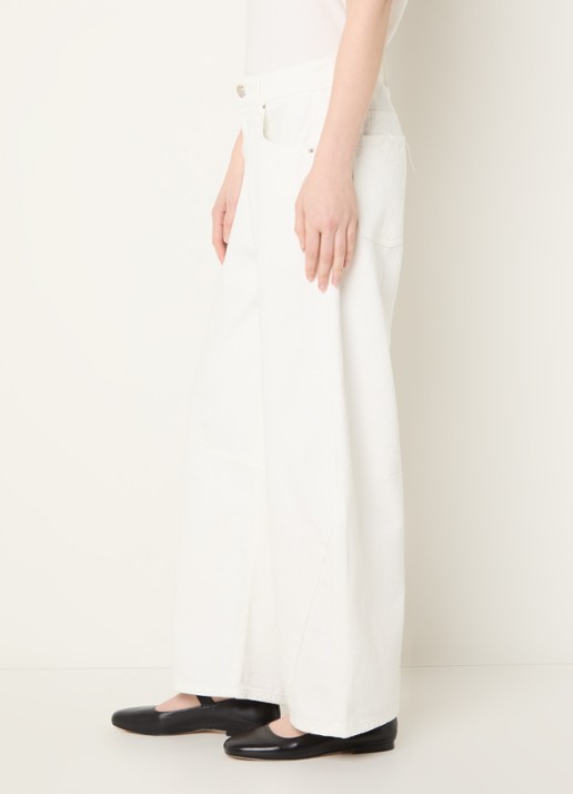 Sofie Schnoor Tomar high waist cropped wide leg jeans met gekleurde wassing - detail 5 gebroken wit