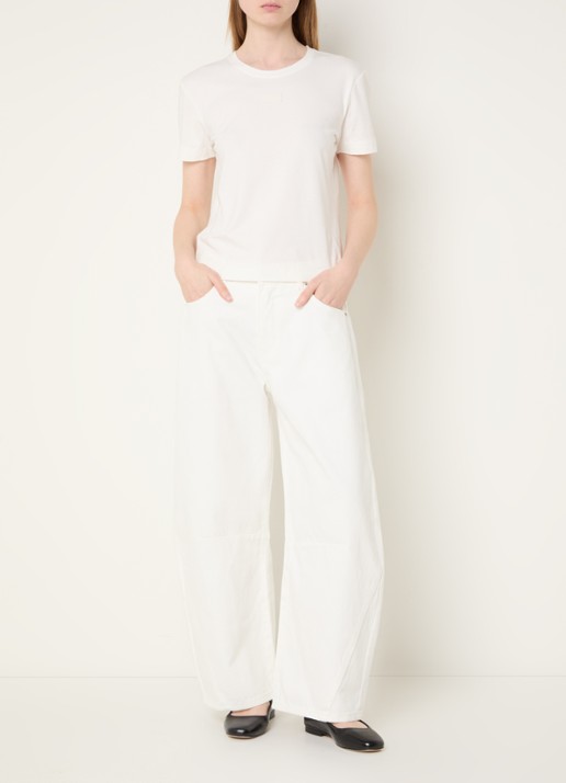 Sofie Schnoor Tomar high waist cropped wide leg jeans met gekleurde wassing - voorkant 3 gebroken wit
