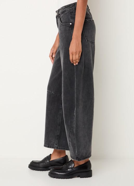 Sofie Schnoor Tomar high waist cropped wide leg jeans met gekleurde wassing - detail 5 antraciet