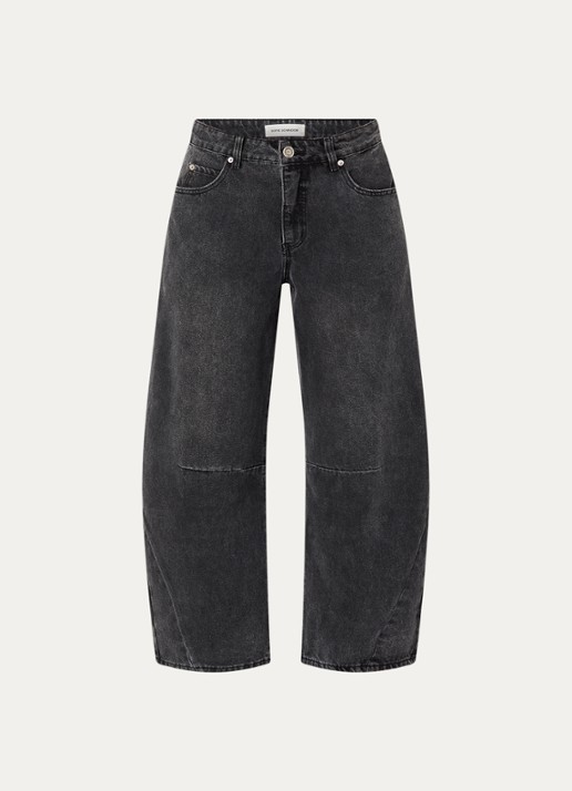 Sofie Schnoor Tomar high waist cropped wide leg jeans met gekleurde wassing - voorkant antraciet