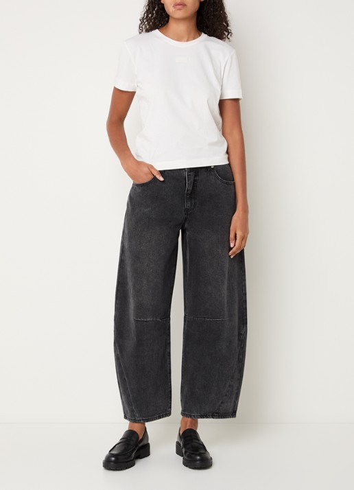Sofie Schnoor Tomar high waist cropped wide leg jeans met gekleurde wassing - voorkant 2 antraciet