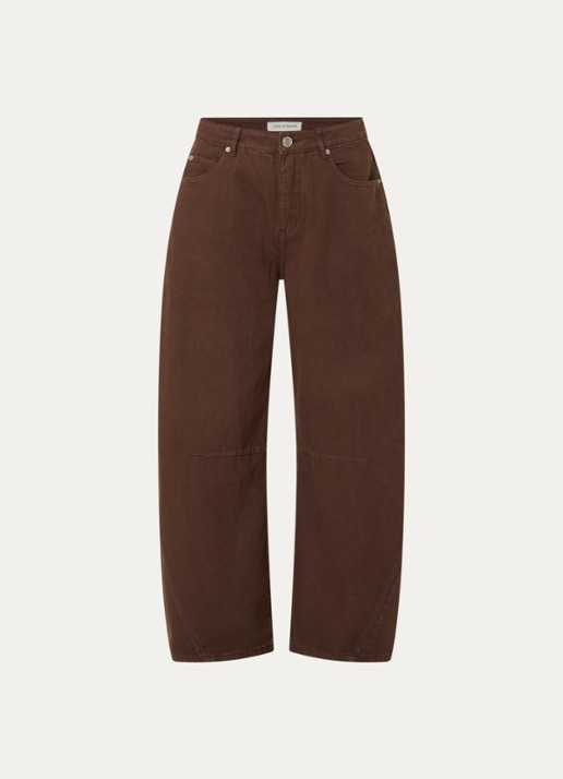 Sofie Schnoor Tomar high waist cropped wide leg jeans met gekleurde wassing - voorkant 2 donkerbruin