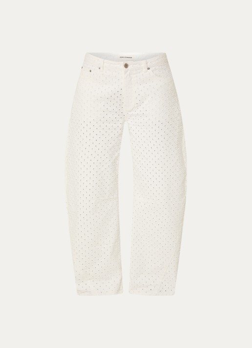 Sofie Schnoor Tomarsw mid waist balloon fit jeans met opengewerkt dessing - voorkant wit