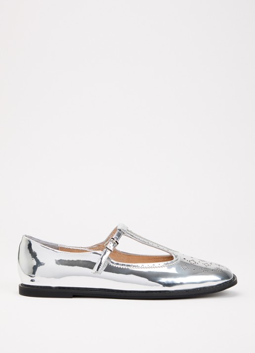 Sofie Schnoor Tora ballerina van leer met metallic finish