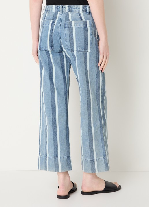 Sofie Schnoor Toulouse high waist straight leg cropped jeans met streepprint - achterkant indigo