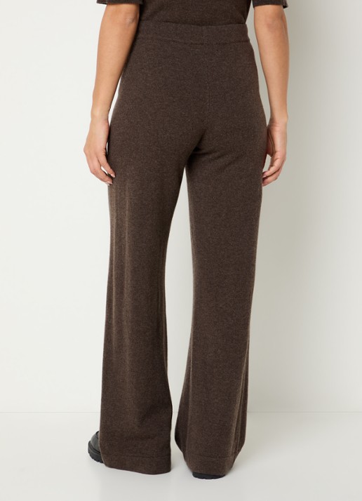 Sofie Schnoor Velosw high waist wide fit broek van wol - achterkant lichtbruin