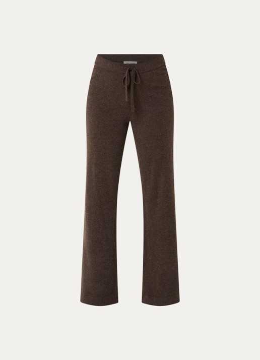 Sofie Schnoor Velosw high waist wide fit broek van wol - voorkant 3 lichtbruin