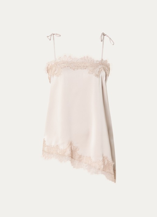 Sofie Schnoor Virasw tanktop van satijn met details van kant - voorkant 2 beige