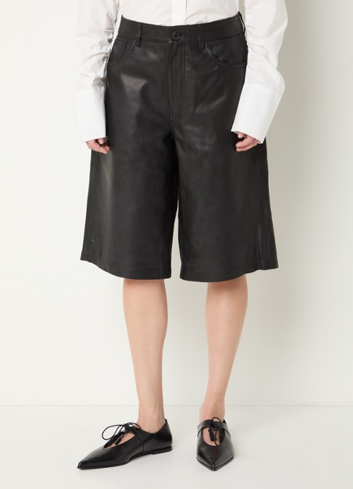 Sofie Schnoor Voke high waist wide leg korte broek van lamsleer