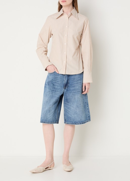 Sofie Schnoor Wilda blouse met streepprint - voorkant 2 lichtbruin