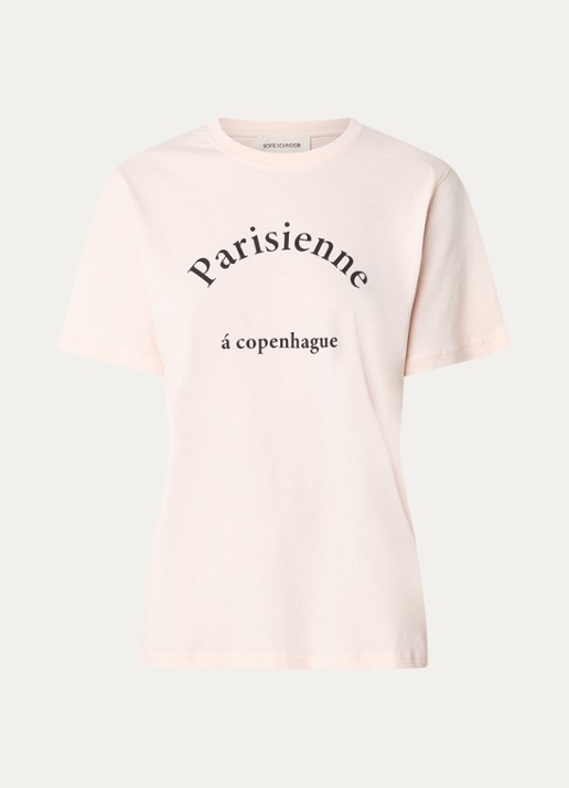Sofie Schnoor Zena T-shirt met print - voorkant 2 zalmroze