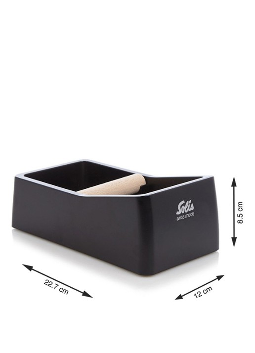Solis Knock-Box koffie uitklopbak 22,5 x 11,8 cm - voorkant 2 zwart