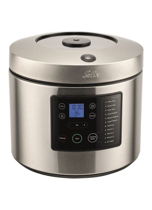 Solis Rice & Potato Cooker aardappel- en rijstkoker 8161  - voorkant 2 zilver