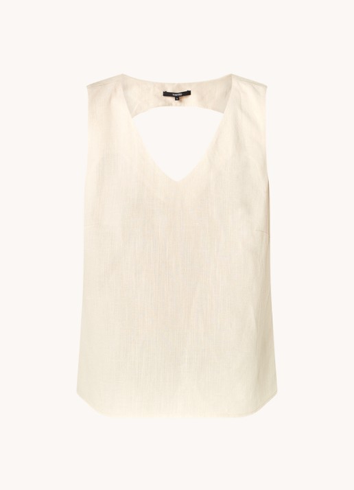 someday. Zimba top in linnenblend met V-hals - voorkant zand