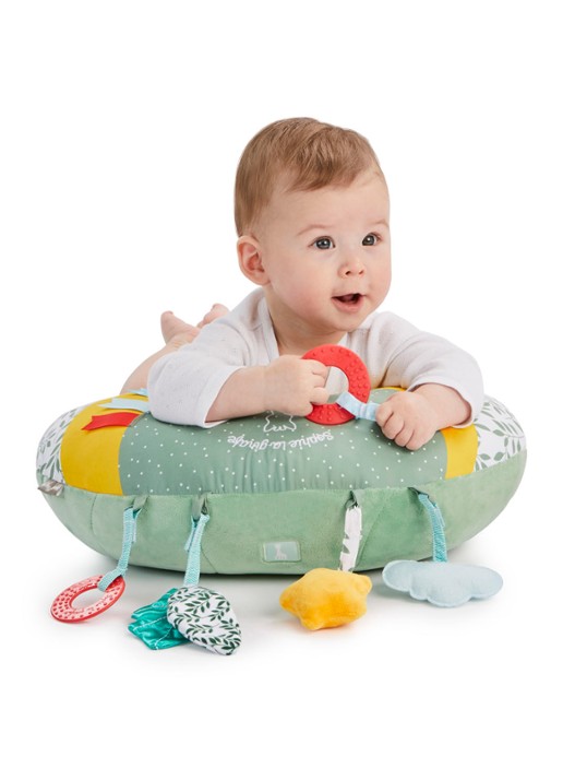 Sophie de Giraf Cosy Play speelkussen 35 cm - voorkant 2 groen