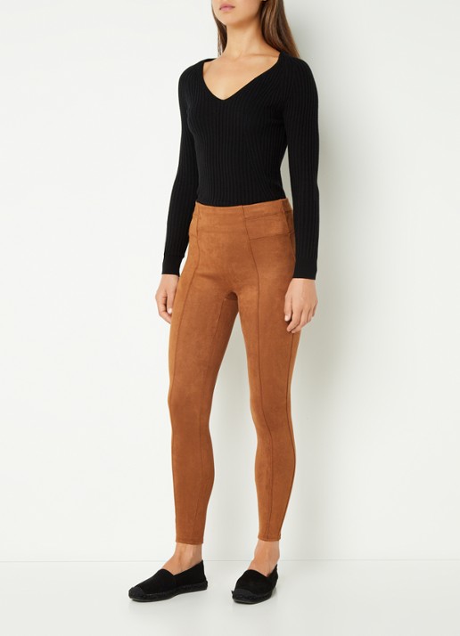 SPANX High waist legging van immitatiesuède  - voorkant 3 cognac
