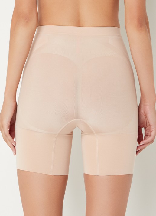 SPANX Oncore high waisted corrigerende short - achterkant 3 donkerbeige