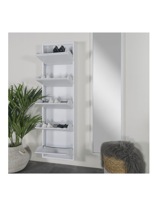 Spinder Billy 5 schoenenkast 50 x 50 x 170 cm - voorkant 5 wit
