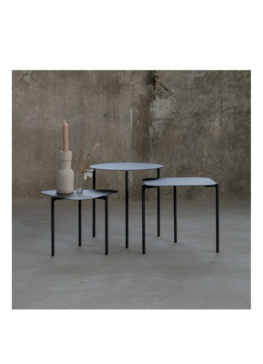 Spinder Do-re-mi bijzettafel set van drie - voorkant 2 zwart