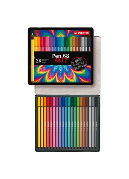 Stabilo Pen 68 Arty viltstiften set van 20 - voorkant 6 multicolor