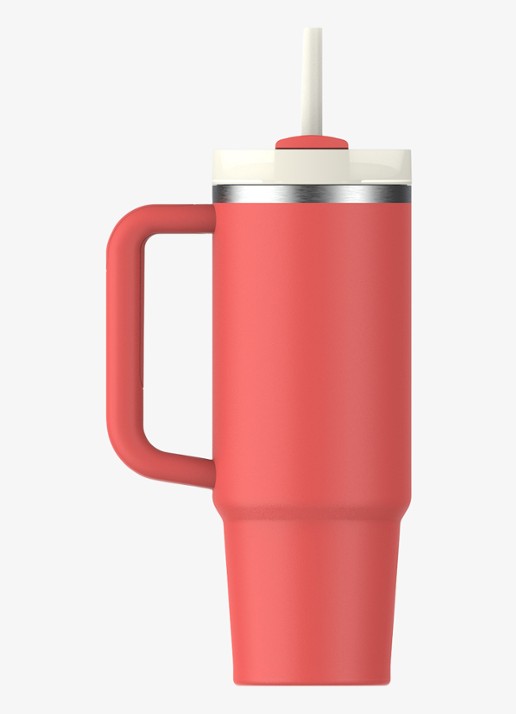 Stanley De Quencher® H2.O FlowState™ thermosfles 0,89 liter - achterkant hot coral / koraalrood