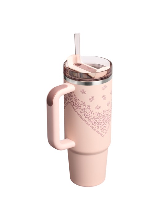 Stanley De Quencher® H2.O FlowState™ thermosfles 0,89 liter - achterkant 3 lichtroze