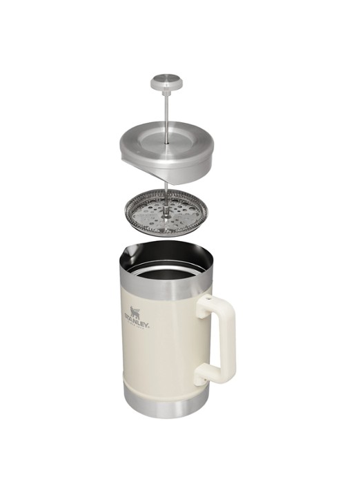 Stanley De Stay-Hot French Press koffiemaker 1,4 liter - voorkant 3 cream gloss / gebroken wit