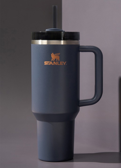 Stanley Quencher H2.0 Flowstate Tumbler thermosfles 1,2 liter  - voorkant 2 blauwgrijs