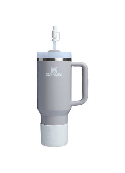 Stanley The Quencher® bekerhoes en rietjes dop 3-delig - voorkant 2 lichtgrijs