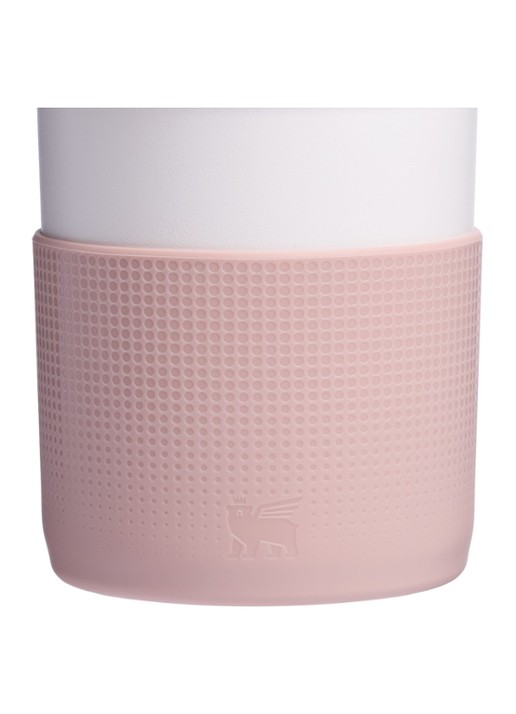 Stanley The Quencher® bekerhoes en rietjes dop 3-delig - voorkant 3 zalmroze