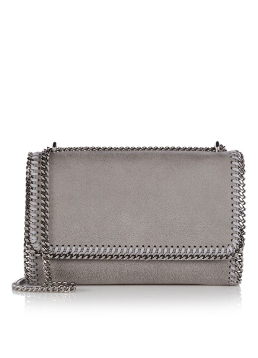 Stella McCartney Falabella Fold Over crossbodytas van ecoleer - voorkant lichtgrijs