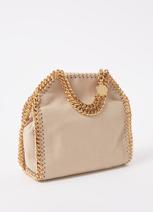 Stella McCartney Falabella Tiny handtas met ketting - achterkant 6 beige