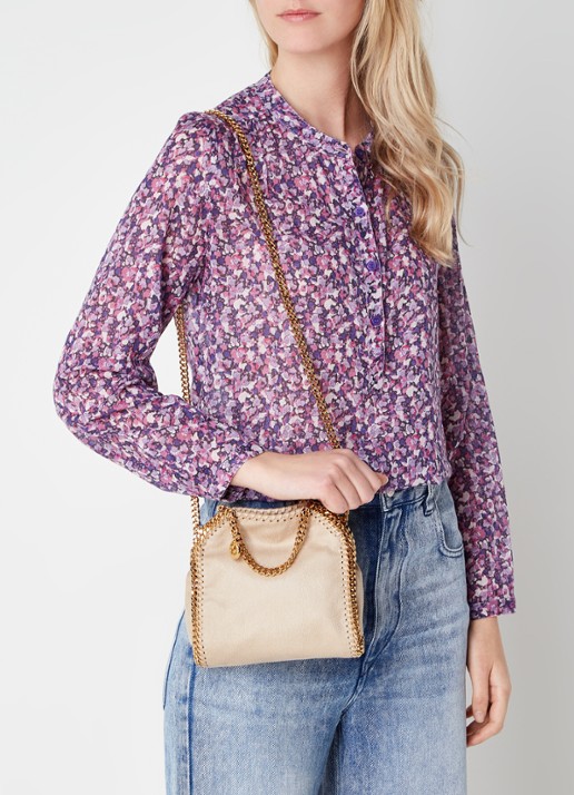 Stella McCartney Falabella Tiny handtas met ketting - voorkant 5 beige
