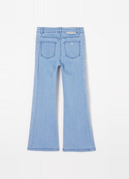 Stella McCartney High waist flared jeans met stretch en logo - voorkant 3 indigo