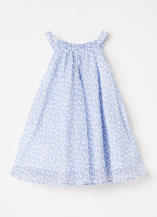Stella McCartney Jurk met bloemenprint - voorkant 2 staalblauw