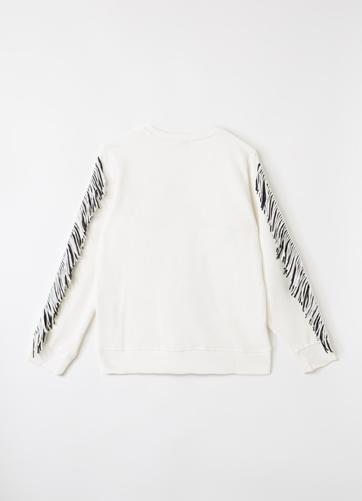 Stella McCartney Sweater met borduring en franjes - voorkant 2 gebroken wit