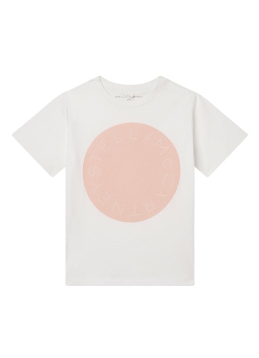 Stella McCartney T-shirt met logoprint - voorkant gebroken wit
