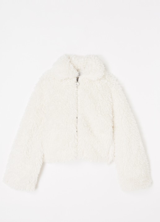 Stella McCartney Teddy jas met steekzakken - voorkant 2 gebroken wit