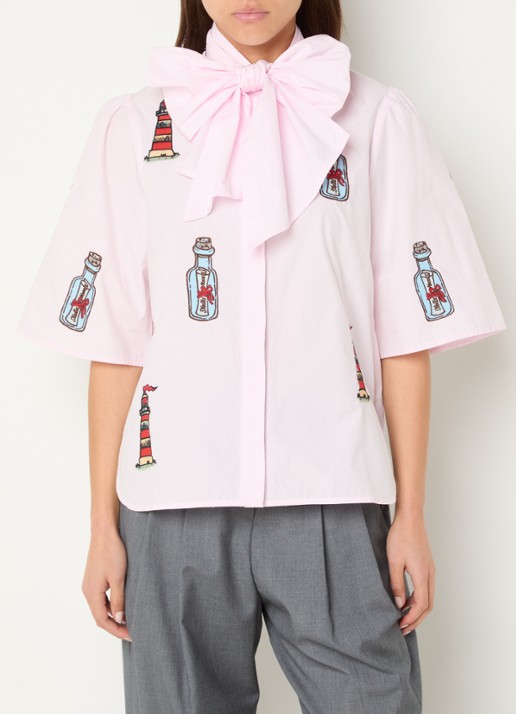 Stella Nova Blouse met borduring en gestrikt detail