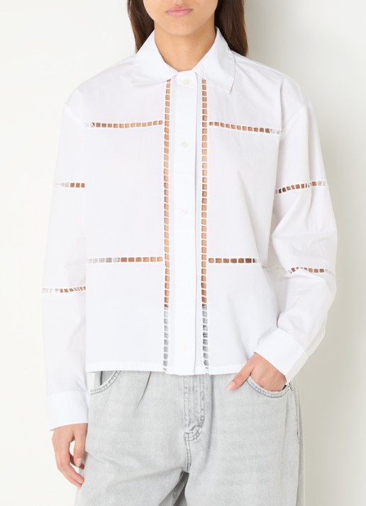 Stella Nova Blouse met opengewerkt dessin - detail 3 wit