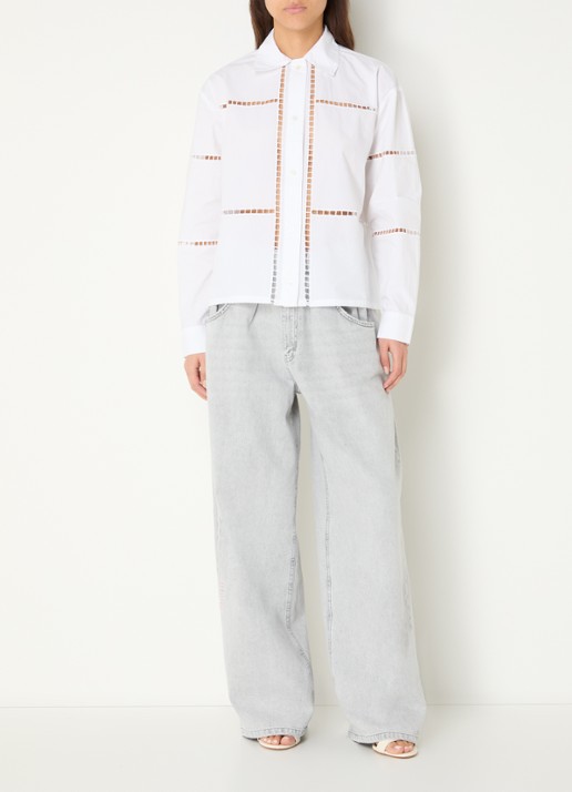 Stella Nova Blouse met opengewerkt dessin - voorkant 2 wit