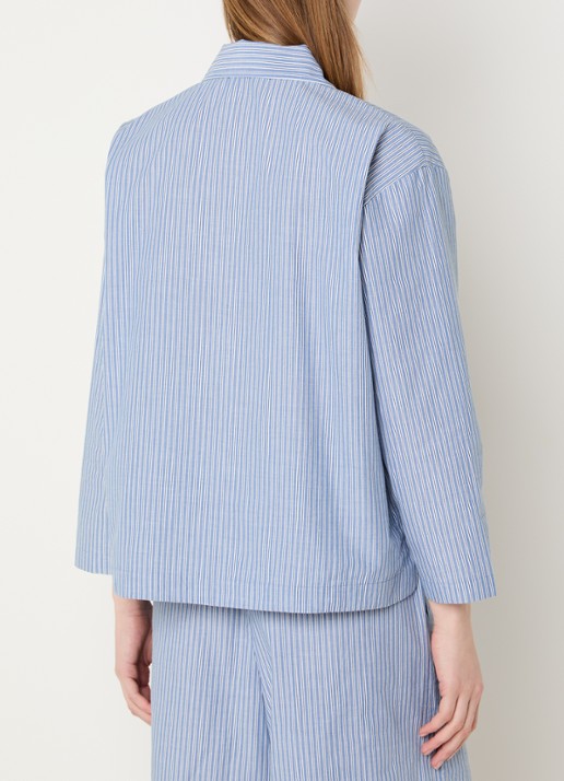 Stella Nova Blouse met streepprint - achterkant blauwgrijs