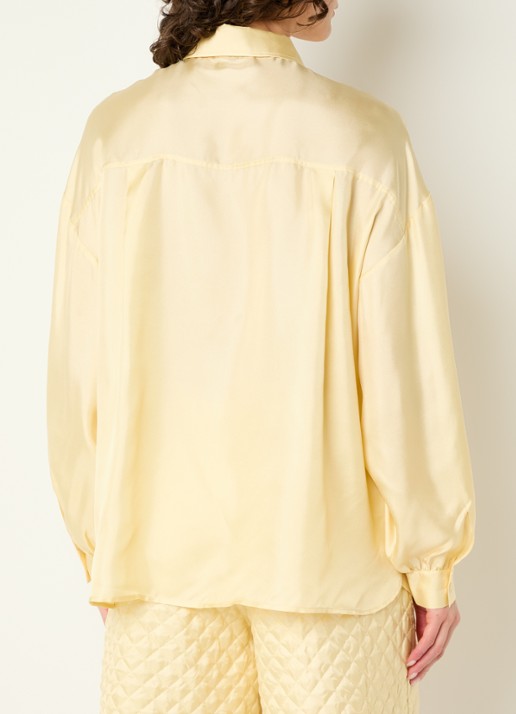 Stella Nova Blouse van zijde met strikdetail - achterkant 4 lichtgeel