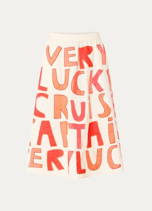 Stella Nova Cruise midi rok met borduring - voorkant 2 oranjerood