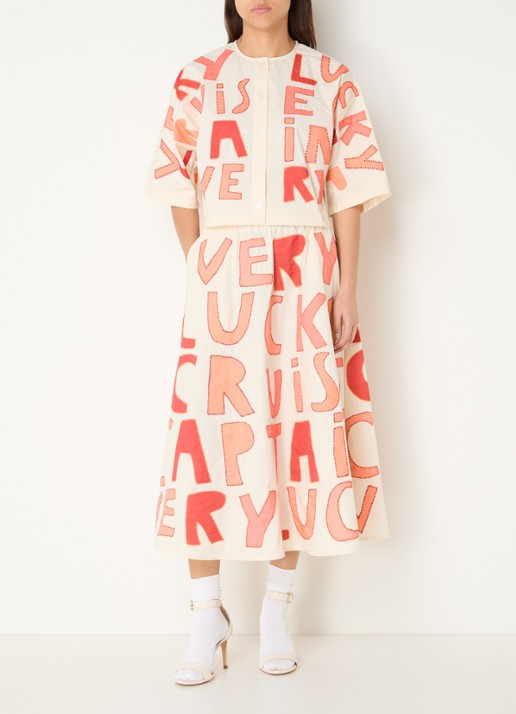 Stella Nova Cruise midi rok met borduring - voorkant 3 oranjerood